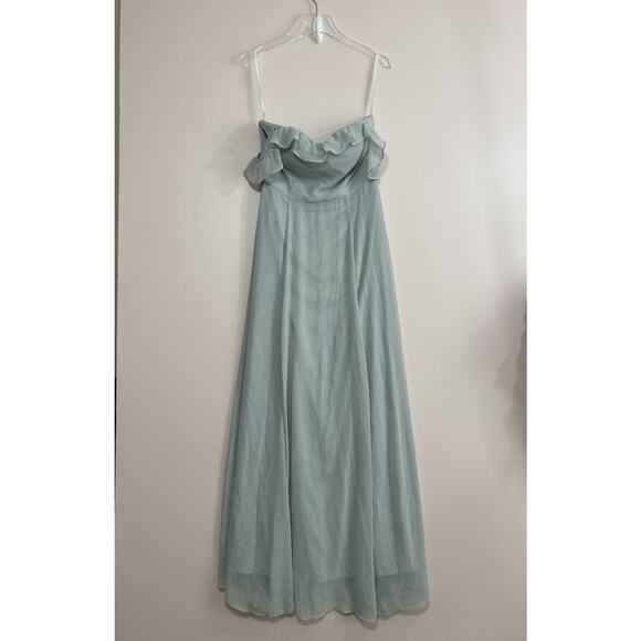 BHLDN Macau Chiffon Off The Shoulder Maxi Dress In Fog Size 10 NWT - Picture 2 of 7